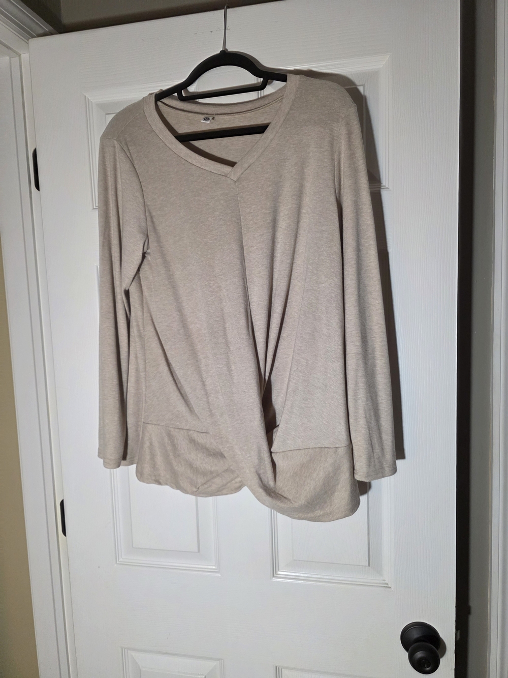Yours Clothing Beige V-Neck Twist Hem Long Sleeve Top